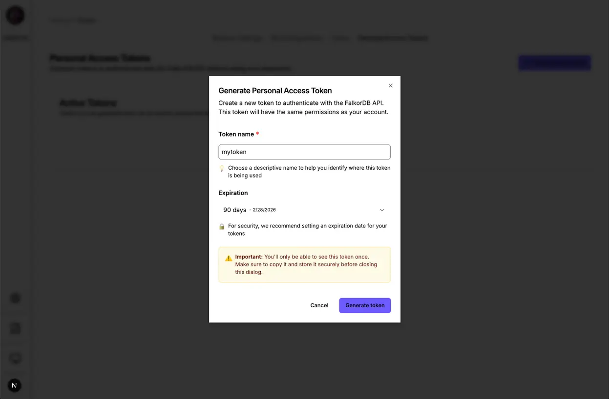 FalkorDB complete token management api FalkorDB Browser3 FalkorDB