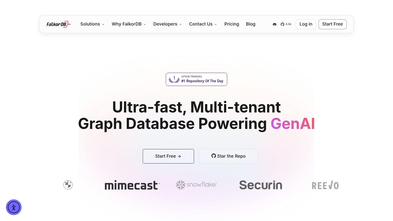 how to build chatbots graph database FalkorDB The FalkorDB homepage, showing a graph database built for GraphRAG and agent-memory workloads.