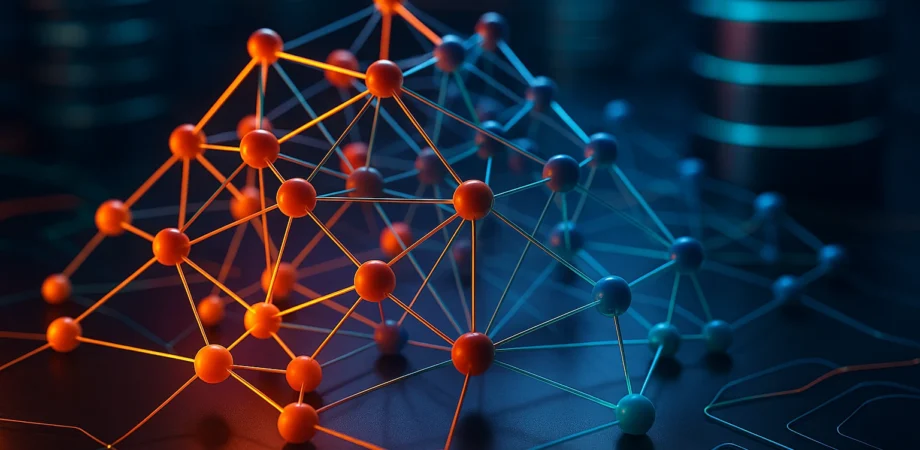 Intricate 3D graph structure representing Cypher Query Language concepts